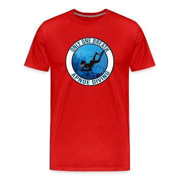 apnoe one breath apnoetauchen apnoe freediving - Männer Premium Bio T-Shirt - Rot - Vorne - Damien (186cm)