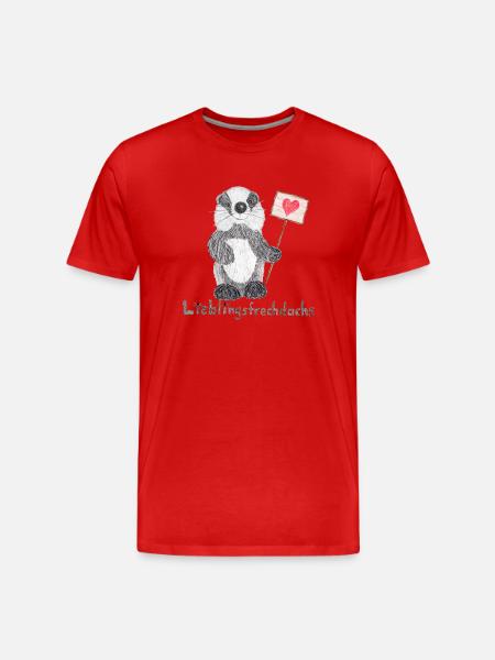Lieblingsfrechdachs mit Herzschild - Männer Premium Bio T-Shirt - Rot