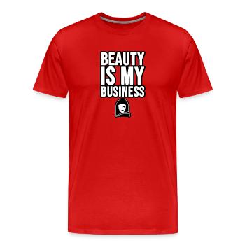 Beauty is my Business - Männer Premium Bio T-Shirt - Rot - Vorne - Damien (186cm)