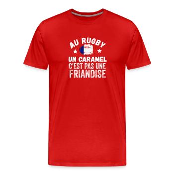 Au Rugby Un Caramel C'est Pas Une Friandise - T-shirt bio Premium Homme - rouge - Devant - Damien (186cm)