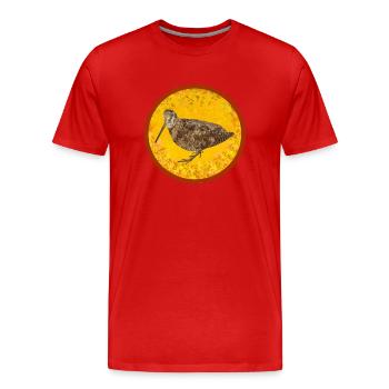 Waldschnepfe auf Kamm. - Männer Premium Bio T-Shirt - Rot - Vorne - Damien (186cm)