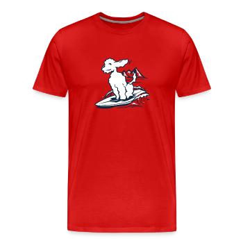 Surfing Poodle - Männer Premium Bio T-Shirt - Rot - Vorne - Damien (186cm)