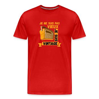 Je ne suis Pas Vieux, Je suis Vintage - T-shirt bio Premium Homme - rouge - Devant - Damien (186cm)