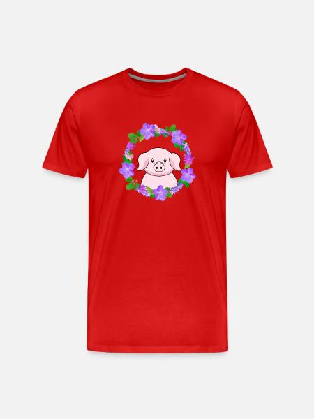 Cochon rose mignon - T-shirt bio Premium Homme - rouge