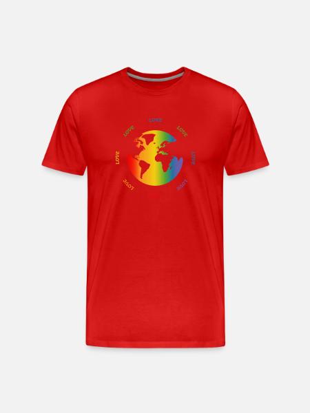 Rainbow Globe Love world - Men's Premium Organic T-Shirt - red