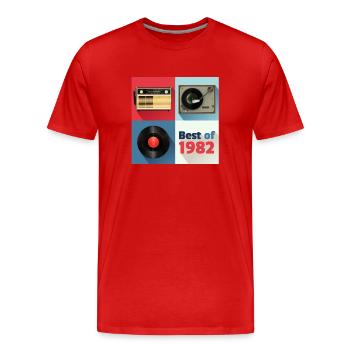 Le meilleur de 1982 Vinyl Radio Oldschool Turntable - T-shirt bio Premium Homme - rouge - Devant - Damien (186cm)