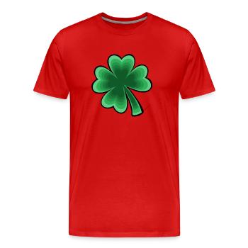 trèfle à quatre feuilles - T-shirt bio Premium Homme - rouge - Devant - Damien (186cm)