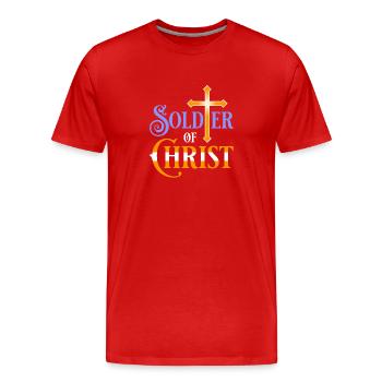 Soldier of Christ - Men's Premium Organic T-Shirt - red - Front - Damien (186cm)