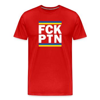 FCK PTN White - Men's Premium Organic T-Shirt - red - Front - Damien (186cm)