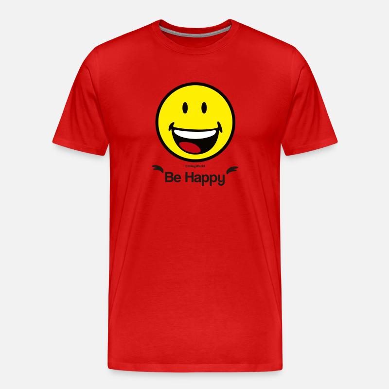 SmileyWorld "Sei glücklich" - Männer Premium Bio T-Shirt - Rot