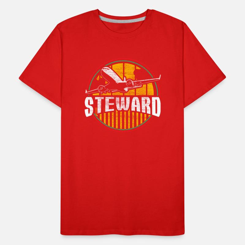 Flight Attendant Man Work Men's Premium Organic T-Shirt