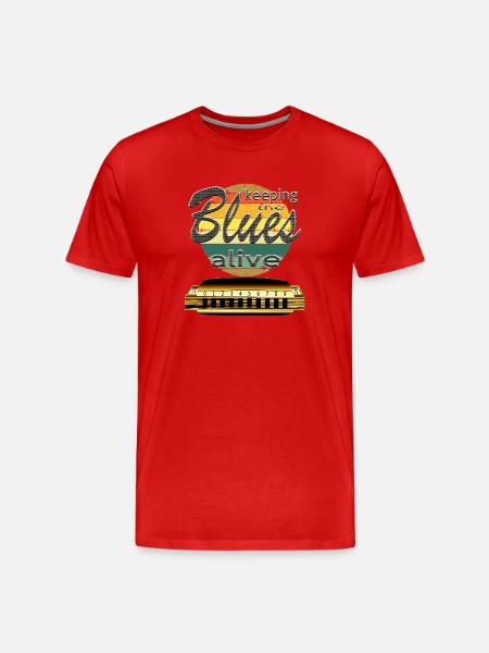 Harmonica French Mouth Harp Player - Men's Premium Organic T-Shirt - red