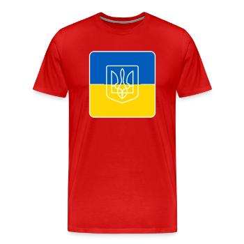 Ukraine Symbol Flagge mit Rand - Männer Premium Bio T-Shirt - Rot - Vorne - Damien (186cm)