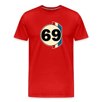 69 - Männer Premium Bio T-Shirt - Rot - Vorne - Damien (186cm)