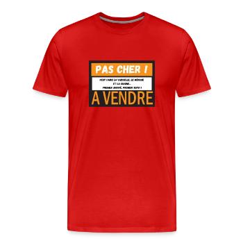 A vendre ! Vendez votre pote à moindre coût ! - T-shirt bio Premium Homme - rouge - Devant - Damien (186cm)