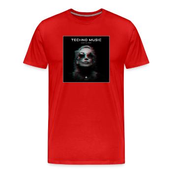 Techno Musik glitch - Männer Premium Bio T-Shirt - Rot - Vorne - Damien (186cm)