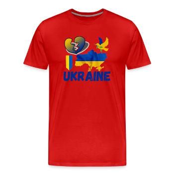 Ukraine| Ich unterstütze die Ukraine - Männer Premium Bio T-Shirt - Rot - Vorne - Damien (186cm)