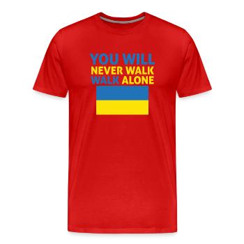 Sie werden nie alleine gehen Ukraine - Männer Premium Bio T-Shirt - Rot - Vorne - Damien (186cm)