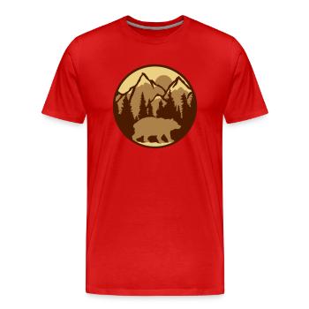 Mountains Forest Bear - Men's Premium Organic T-Shirt - red - Front - Damien (186cm)