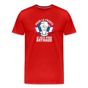 Je Vote Pour Arthaud - Nathalie Arthaud - T-shirt bio Premium Homme - rouge - Devant - Damien (186cm)