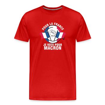 Je Vote Pour Macron - Macron présidentielle - T-shirt bio Premium Homme - rouge - Devant - Damien (186cm)