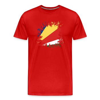 Seychellen Flagge Farbspritzer - Männer Premium Bio T-Shirt - Rot - Vorne - Damien (186cm)