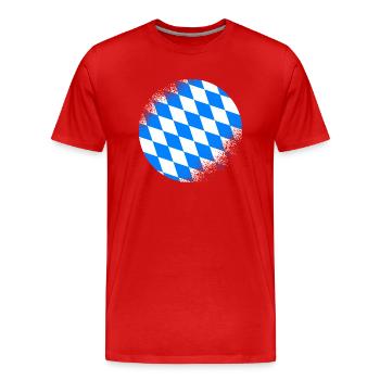 Drapeau bavarois d’occasion Look Drapeau bavarois Vintage - T-shirt bio Premium Homme - rouge - Devant - Damien (186cm)