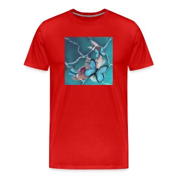 Koi fish in the water. - Men's Premium Organic T-Shirt - red - Front - Damien (186cm)