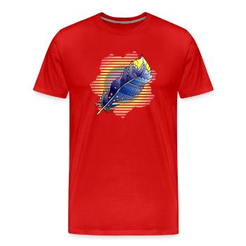 Feather - Men's Premium Organic T-Shirt - red - Front - Damien (186cm)