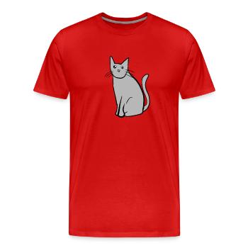 animal chat animal gris animal - T-shirt bio Premium Homme - rouge - Devant - Damien (186cm)
