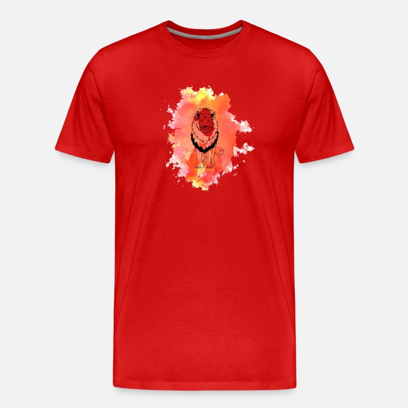 Löwe - Männer Premium Bio T-Shirt - Rot