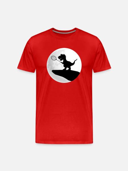 badminton dino plays badminton in the moonlight - Men's Premium Organic T-Shirt - red