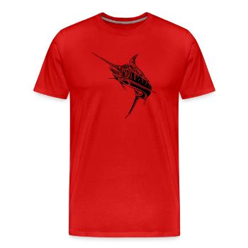Elegant swordfish predatory bony fish - Men's Premium Organic T-Shirt - red - Front - Damien (186cm)
