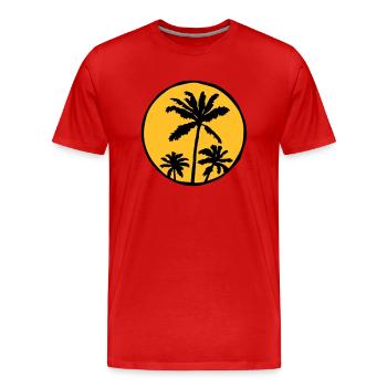 Holiday Sun Palms - Men's Premium Organic T-Shirt - red - Front - Damien (186cm)