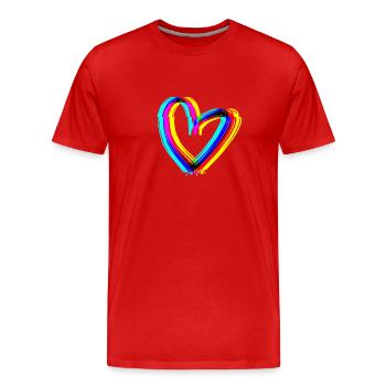 effet cœur 3D symbole amour - T-shirt bio Premium Homme - rouge - Devant - Damien (186cm)