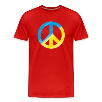 Peacezeichen, Friedenszeichen, Frieden, Ukraine - Männer Premium Bio T-Shirt - Rot - Vorne - Damien (186cm)