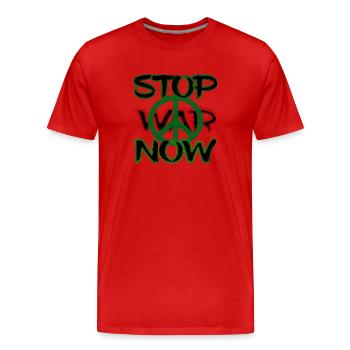 Stop War Now - Men's Premium Organic T-Shirt - red - Front - Damien (186cm)