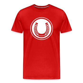 Symbole en fer à cheval - T-shirt bio Premium Homme - rouge - Devant - Damien (186cm)