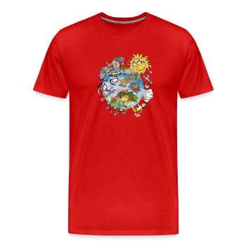 Think Global - Grimpez local - Pas de texte - T-shirt bio Premium Homme - rouge - Devant - Damien (186cm)