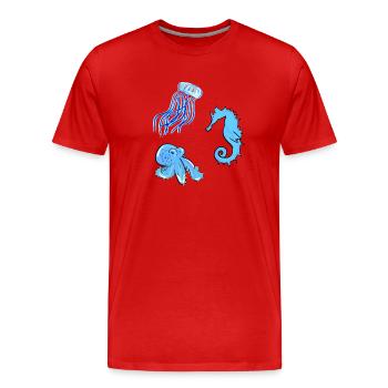 jellyfish octopus animals marine animals biology - Men's Premium Organic T-Shirt - red - Front - Damien (186cm)