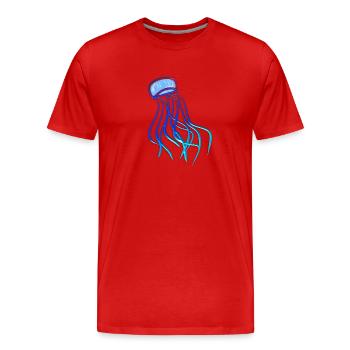 jellyfish animal marine animal biology symbol blue - Men's Premium Organic T-Shirt - red - Front - Damien (186cm)