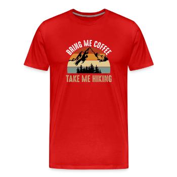 Wandern - Nehmen Sie mich mit auf eine Wanderung - Männer Premium Bio T-Shirt - Rot - Vorne - Damien (186cm)