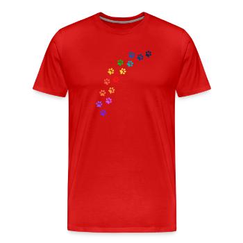 Bunte Tatzen von Hunden oder Katzen | Regenbogen - Männer Premium Bio T-Shirt - Rot - Vorne - Damien (186cm)