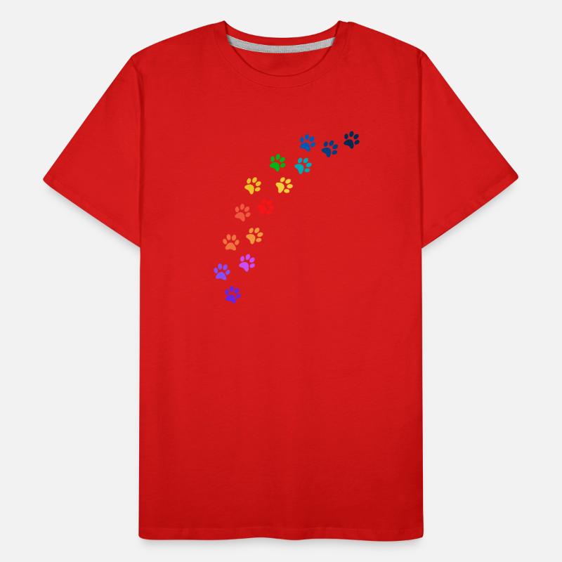 Bunte Tatzen von Hunden oder Katzen | Regenbogen Männer Premium Bio T-Shirt