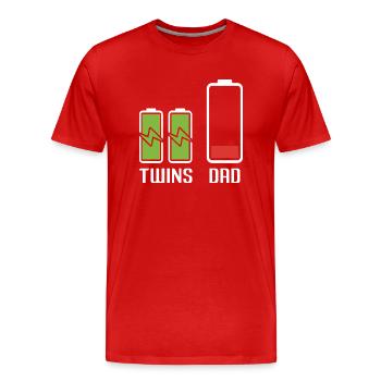 Papa Twins Batterie Énergie - T-shirt bio Premium Homme - rouge - Devant - Damien (186cm)