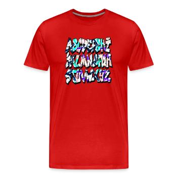 Graffiti alphabet - Men's Premium Organic T-Shirt - red - Front - Damien (186cm)