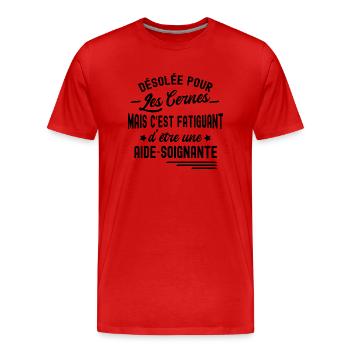 cerne et aide-soignante / humour aide soignante - T-shirt bio Premium Homme - rouge - Devant - Damien (186cm)
