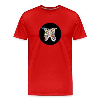 Rippen mit Blumen und Schmetterling - Männer Premium Bio T-Shirt - Rot - Vorne - Damien (186cm)