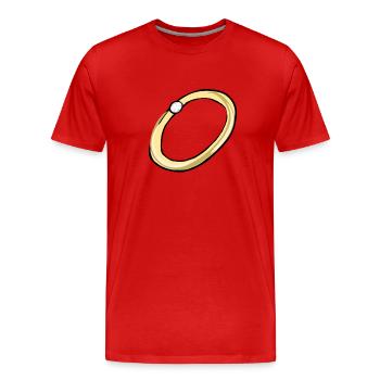 golden ring white stone jewelry cartoon - Men's Premium Organic T-Shirt - red - Front - Damien (186cm)