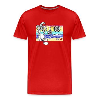 Il peut attendre sunset Doodle - T-shirt bio Premium Homme - rouge - Devant - Damien (186cm)